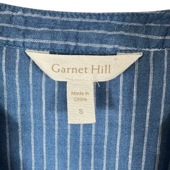 Garnet Hill Womens Blue & White Striped 100% Linen Tunic Dress V-Neck 3/4 Sleeve - Picture 13 of 15
